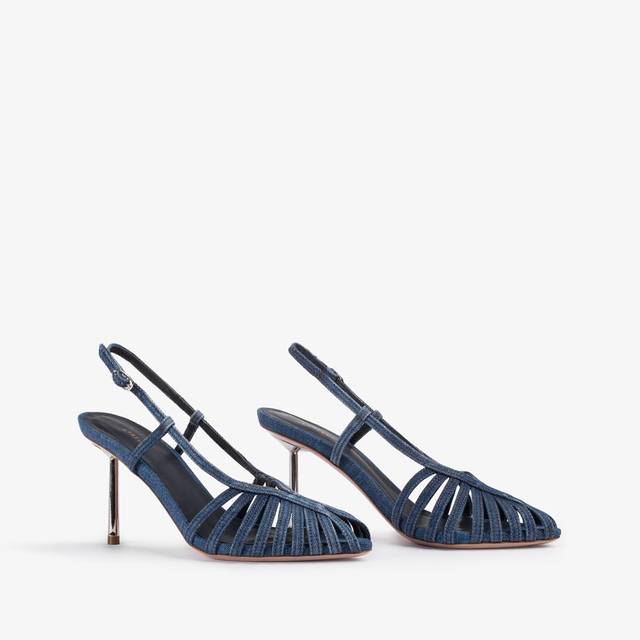 Le Silla Slingback con listini denim blu Sconto