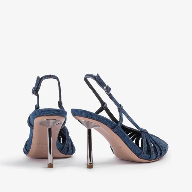 Le Silla Slingback con listini denim blu Sconto