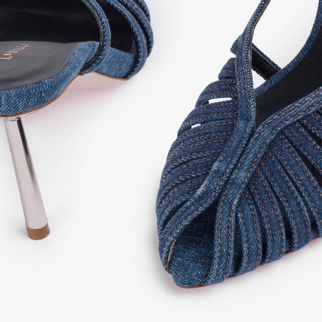 Le Silla Slingback con listini denim blu Sconto