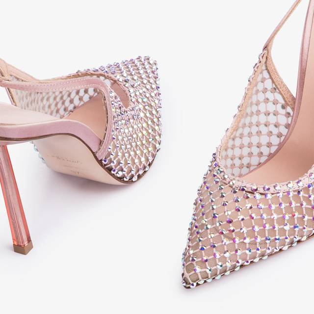 Le Silla Slingback gioiello rete rosa paris Offerta