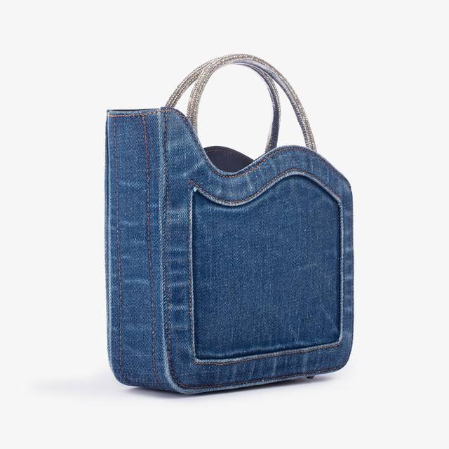 Le Silla Small bag denim blu e Cristalli Outlet