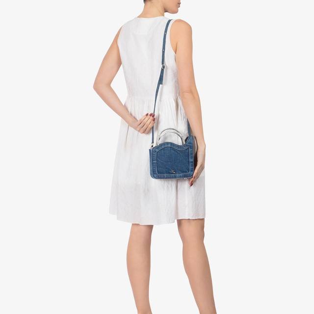 Le Silla Small bag denim blu e Cristalli Outlet