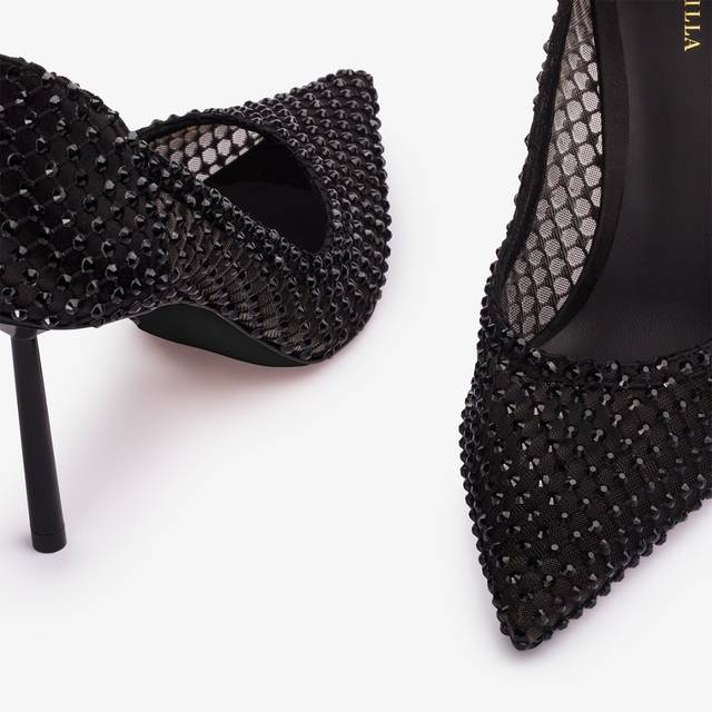 Le Silla Décolleté gioiello rete nera jet Vendita Economica