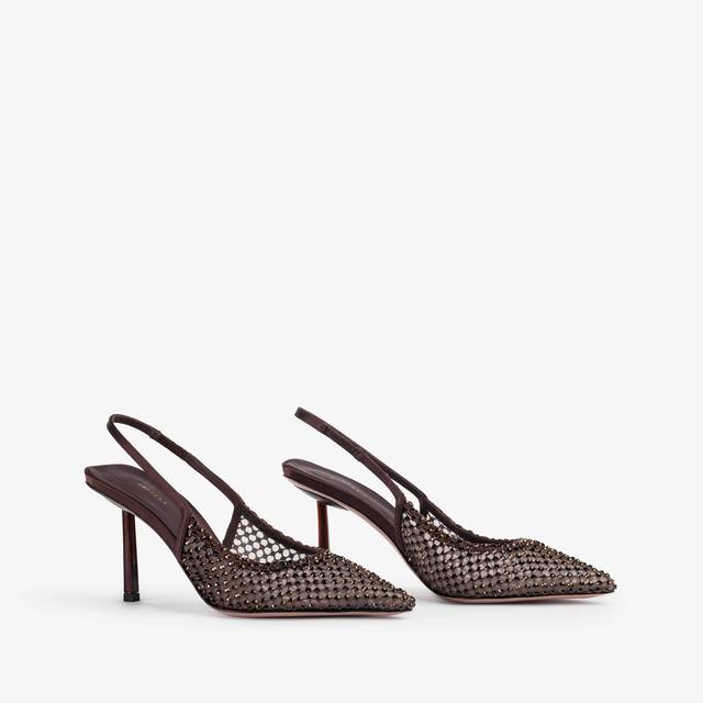 Le Silla Slingback gioiello rete marrone fondente Moda