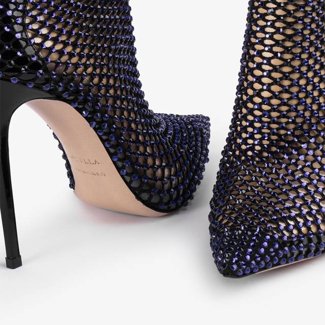Le Silla Stivaletto calza blu midnight e Cristalli 2025