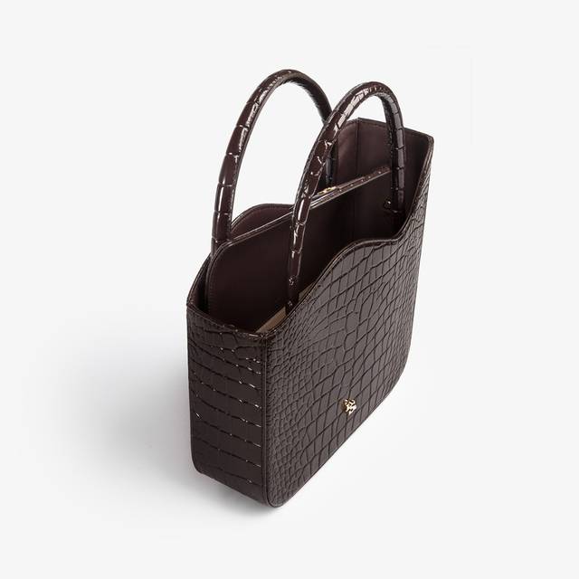Le Silla Medium bag stampa coccodrillo marrone fondente Spedizione Gratuita