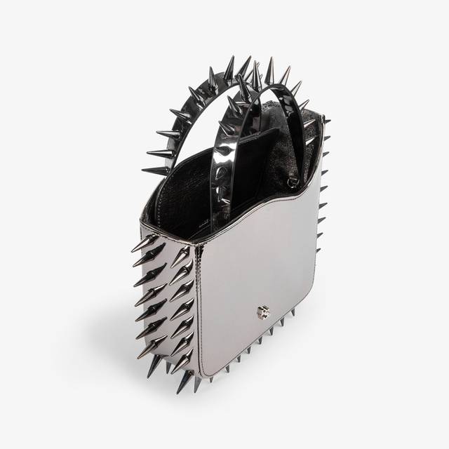 Le Silla Small bag metallizzata peltro con borchie Sconto
