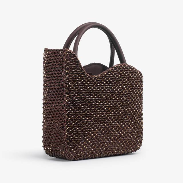 Le Silla Small bag gioiello rete marrone fondente e Cristalli Acquista Ora