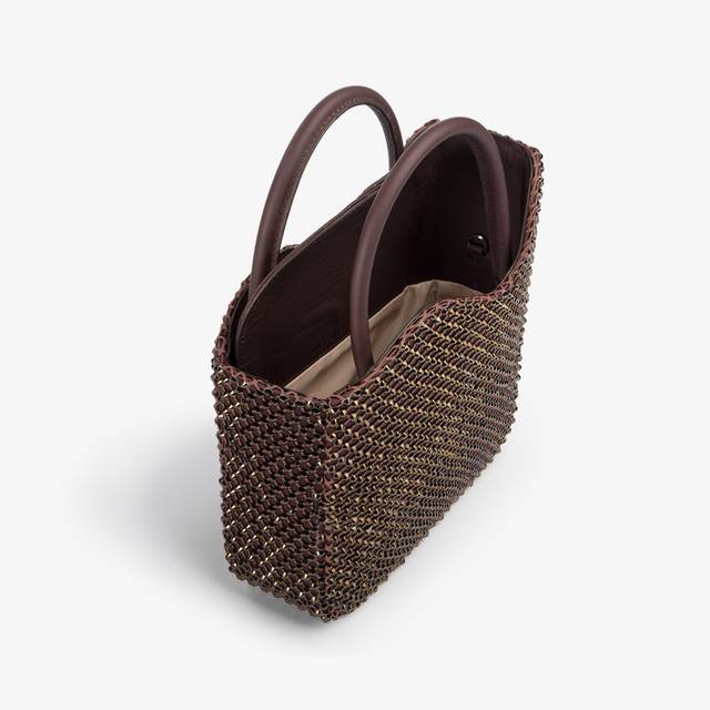 Le Silla Small bag gioiello rete marrone fondente e Cristalli Acquista Ora