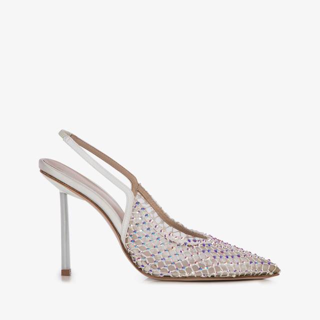 Le Silla Slingback gioiello rete bianca Economico
