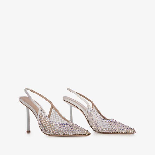 Le Silla Slingback gioiello rete bianca Economico