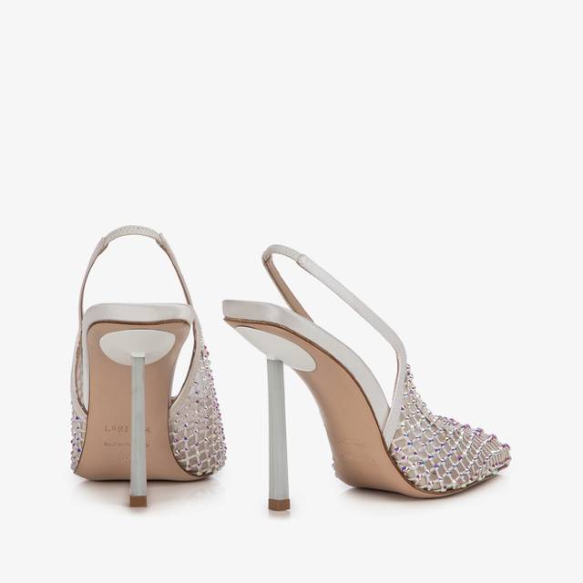 Le Silla Slingback gioiello rete bianca Economico