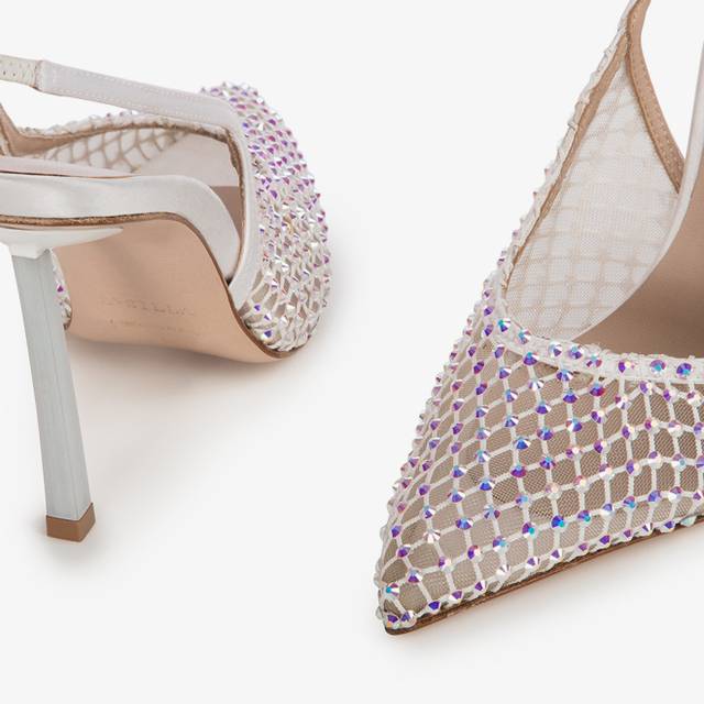 Le Silla Slingback gioiello rete bianca Economico