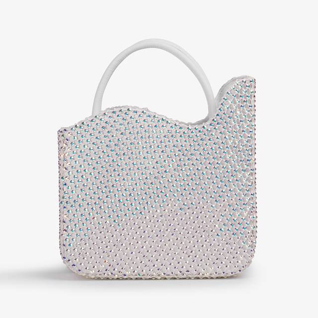 Le Silla Small bag raso bianca con Cristalli Online