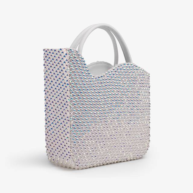 Le Silla Small bag raso bianca con Cristalli Online