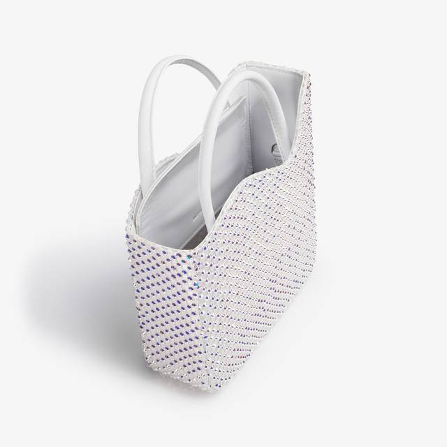 Le Silla Small bag raso bianca con Cristalli Online
