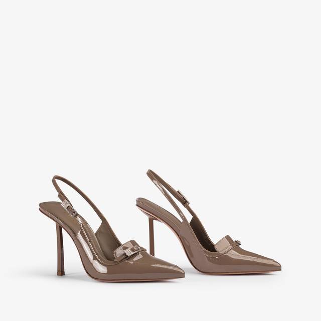Le Silla Slingback mocassino vernice grigio sesamo Outlet