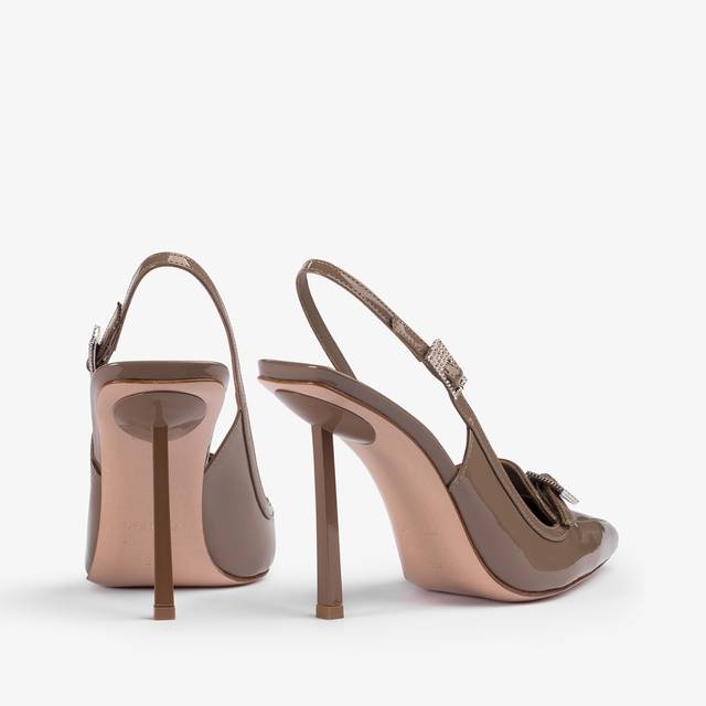 Le Silla Slingback mocassino vernice grigio sesamo Outlet