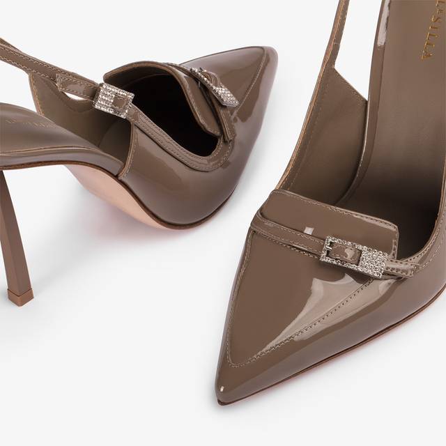Le Silla Slingback mocassino vernice grigio sesamo Outlet