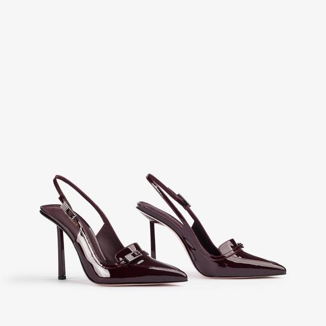 Le Silla Slingback mocassino vernice rossa cherry In Vendita