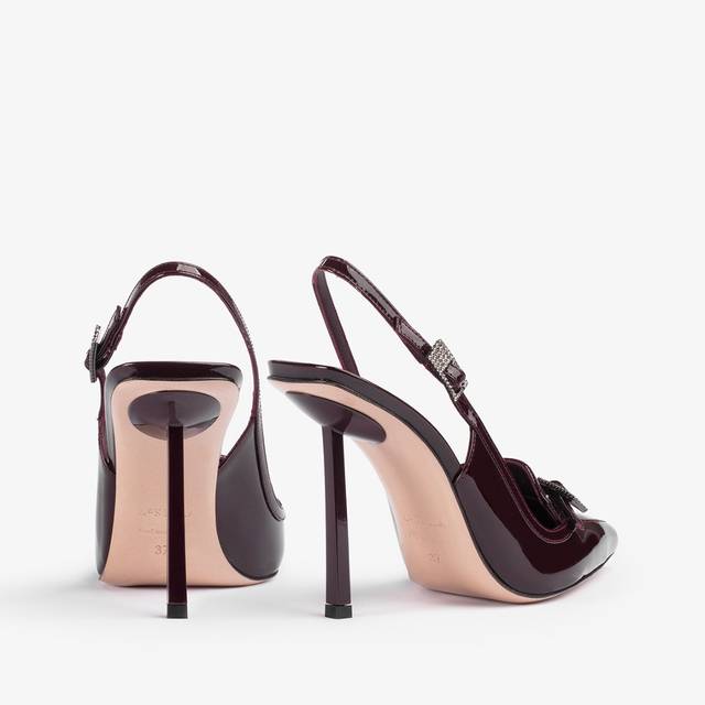Le Silla Slingback mocassino vernice rossa cherry In Vendita