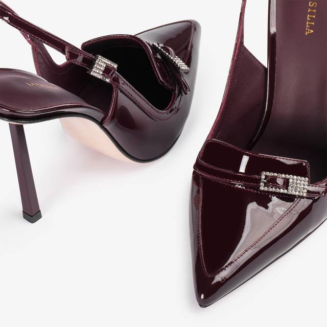 Le Silla Slingback mocassino vernice rossa cherry In Vendita