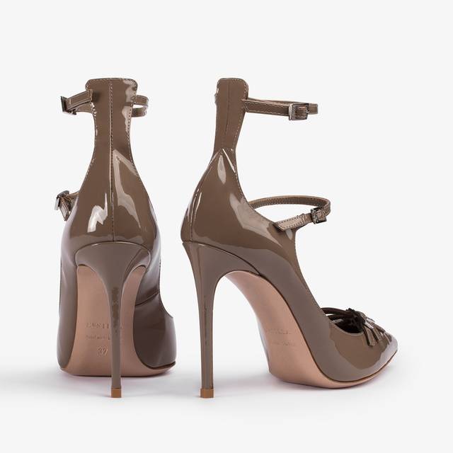 Le Silla Décolleté con listini vernice grigia sesamo Offerta speciale
