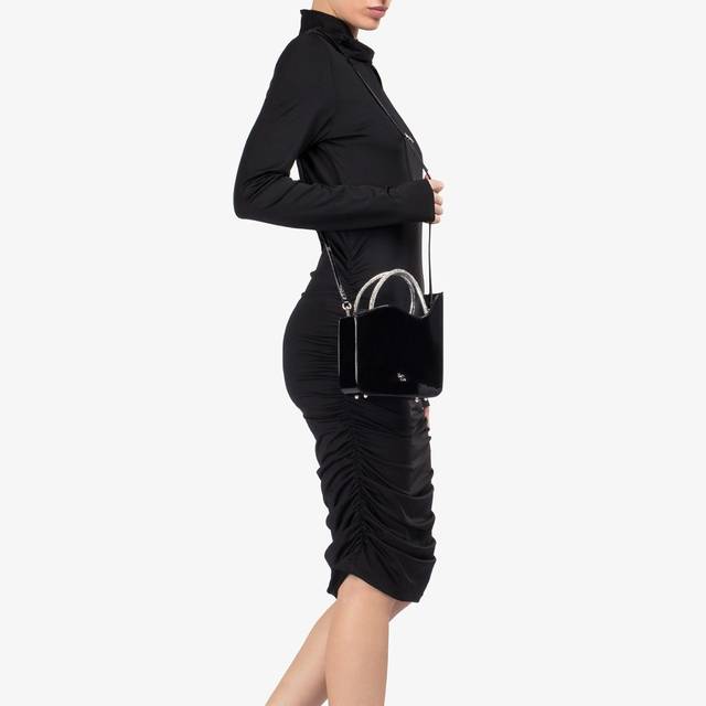 Le Silla Small bag vernice nera e Cristalli In Saldo