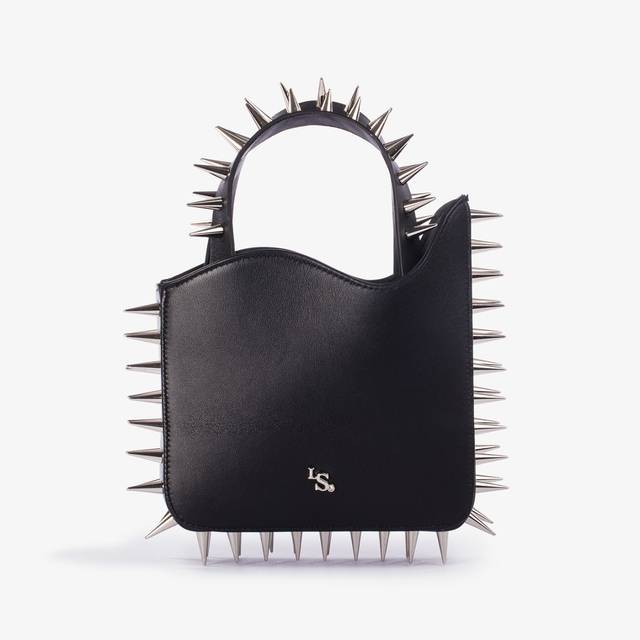 Le Silla Small bag pelle nera con borchie argento Nuova