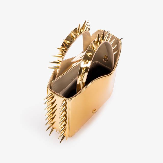 Le Silla Small bag metallizzata oro pepita con borchie Black Friday