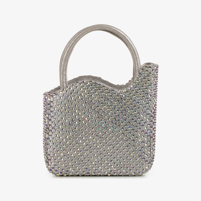 Le Silla Mini bag nappa argento eclissi e Cristalli Italy