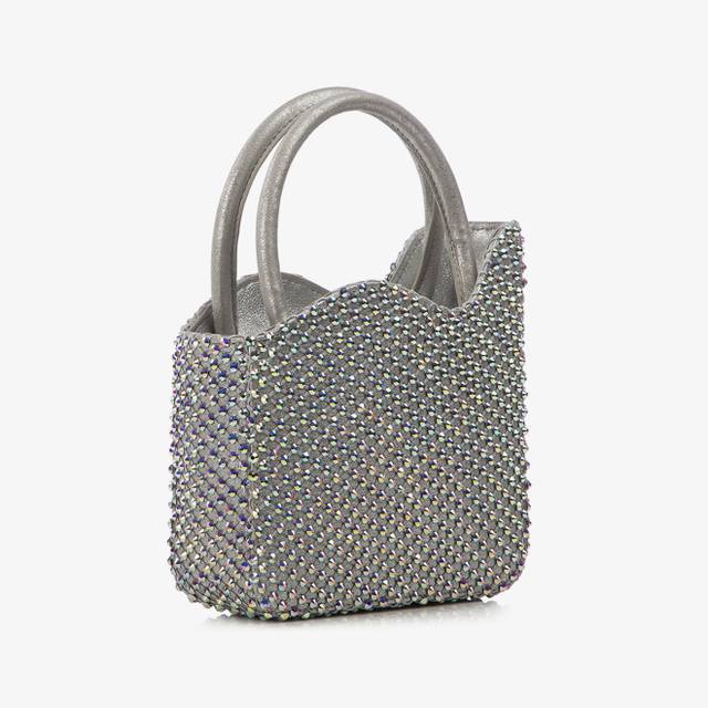 Le Silla Mini bag nappa argento eclissi e Cristalli Italy