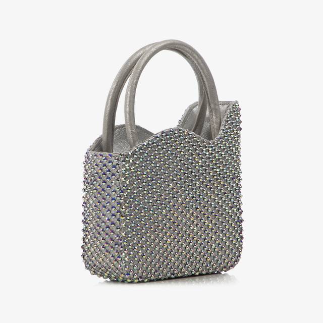 Le Silla Mini bag nappa argento eclissi e Cristalli Italy