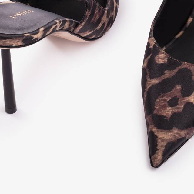 Le Silla Slingback raso stampa leopardata Shopping Online
