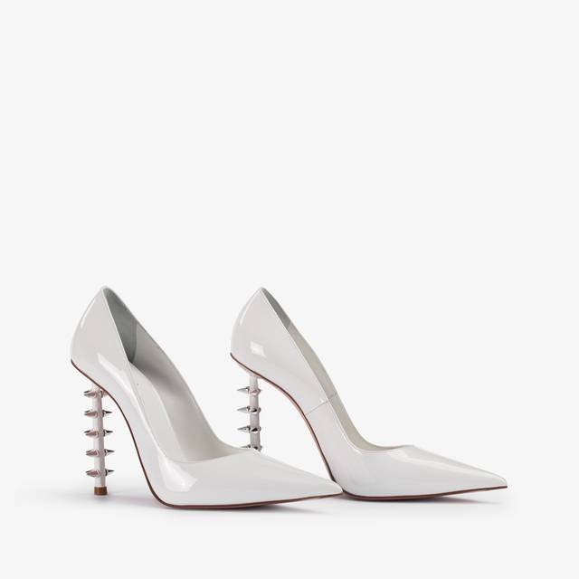 Le Silla Décolleté vernice bianca con borchie In Vendita