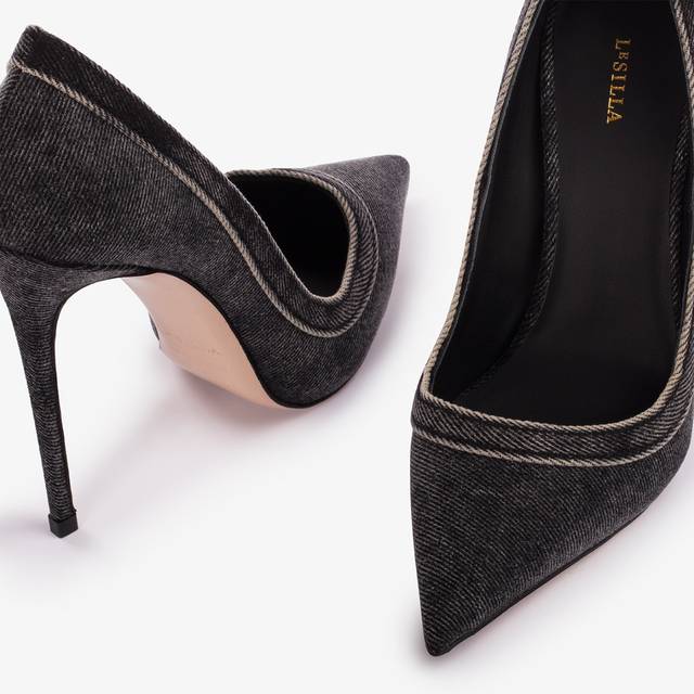 Le Silla Décolleté denim nera Saldi