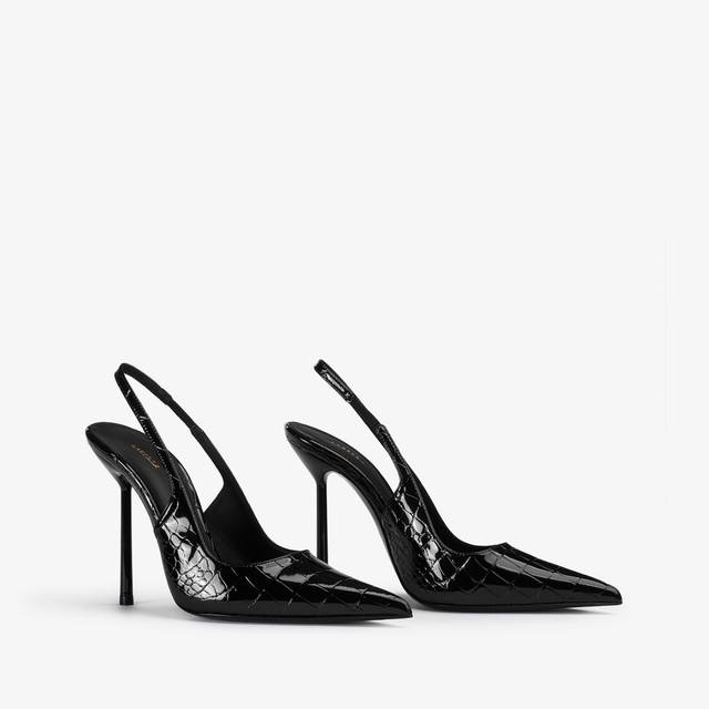 Le Silla Slingback stampa coccodrillo nera Italy