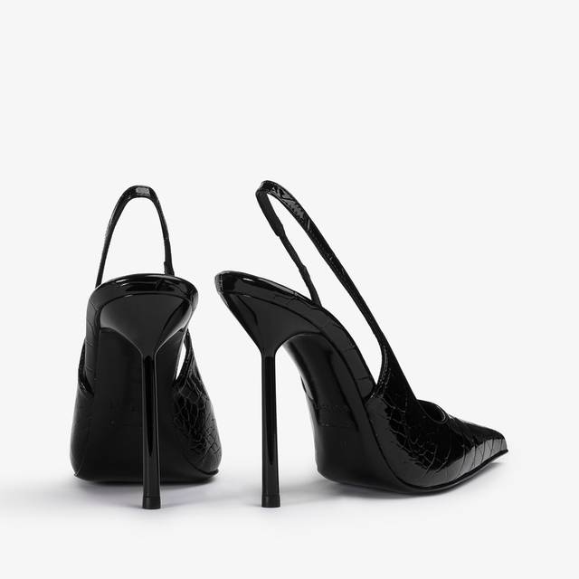 Le Silla Slingback stampa coccodrillo nera Italy