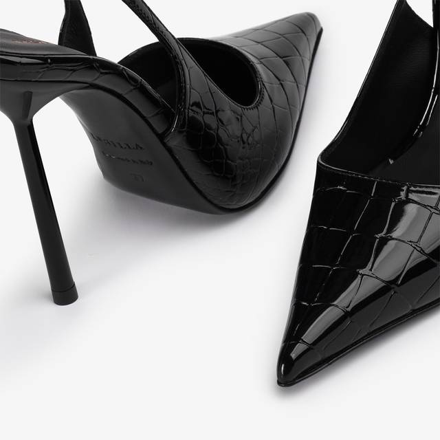 Le Silla Slingback stampa coccodrillo nera Italy