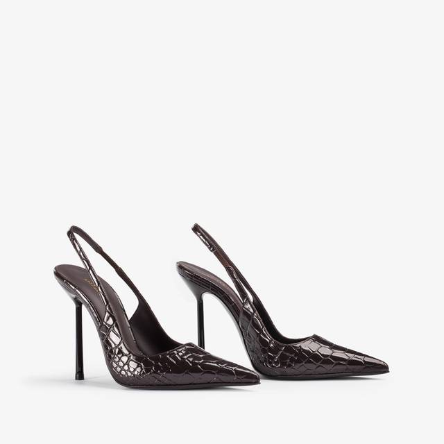 Le Silla Slingback stampa coccodrillo marrone fondente Italia