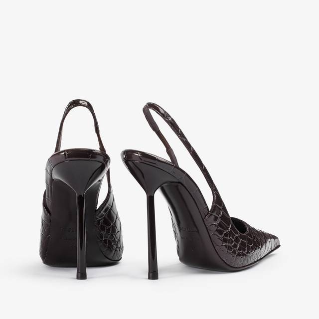 Le Silla Slingback stampa coccodrillo marrone fondente Italia