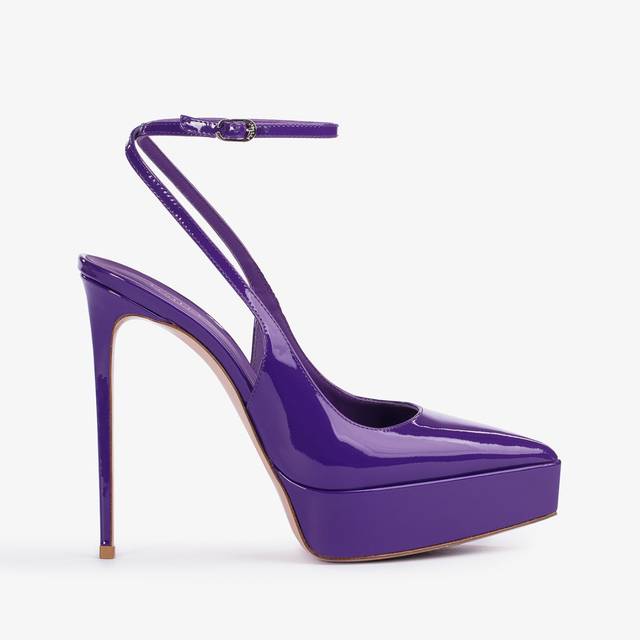 Le Silla Slingback con plateau vernice viola queen Qualità Garantita