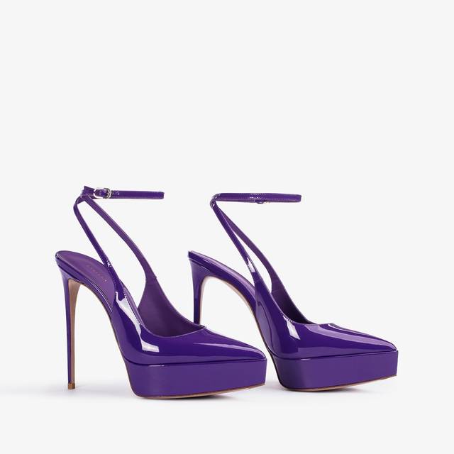 Le Silla Slingback con plateau vernice viola queen Qualità Garantita