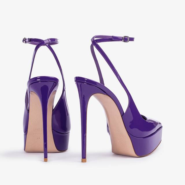 Le Silla Slingback con plateau vernice viola queen Qualità Garantita