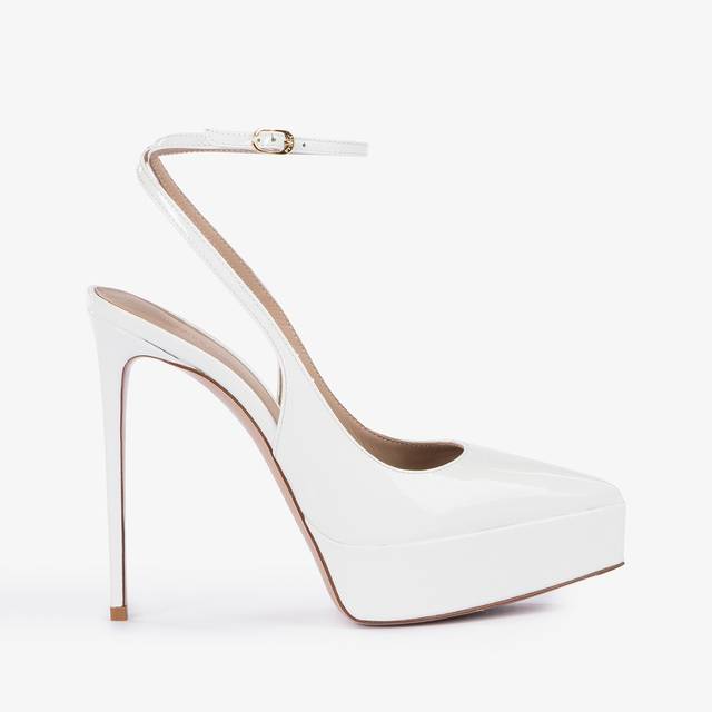 Le Silla Slingback con plateau vernice bianca