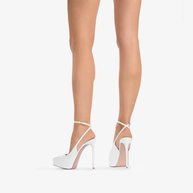 Le Silla Slingback con plateau vernice bianca Negozi Online