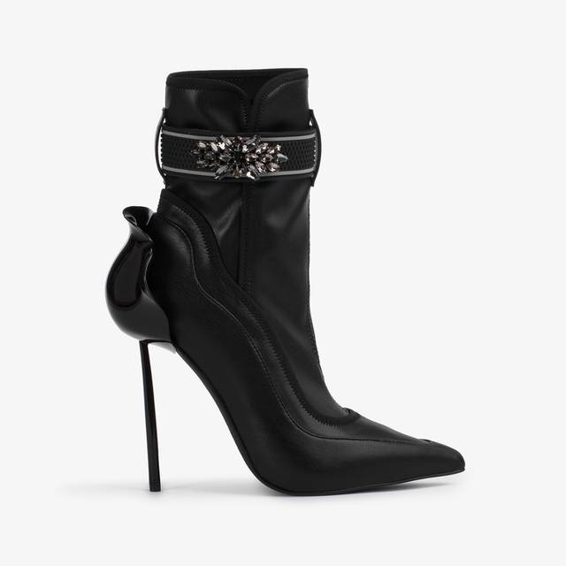 Le Silla Stivaletto pelle vegan nero con Cristalli argento Convenienza