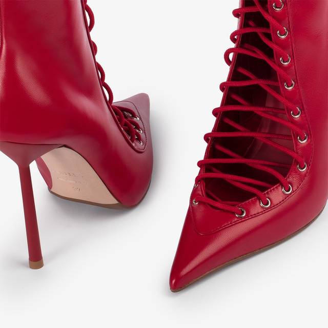 Le Silla Stivaletto con stringhe pelle rosso Online