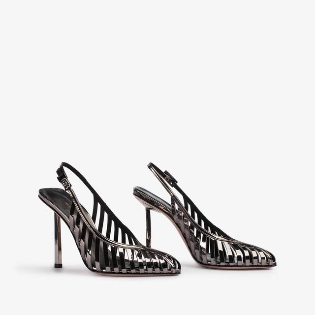 Le Silla Slingback con listini metallizzata peltro Prezzo Ridotto