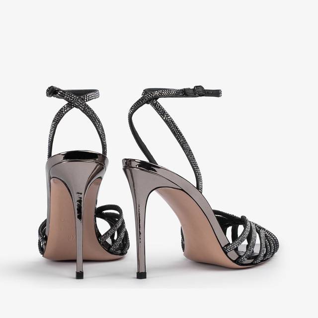 Le Silla Sandalo metallizzato peltro e Cristalli Vendita Economica